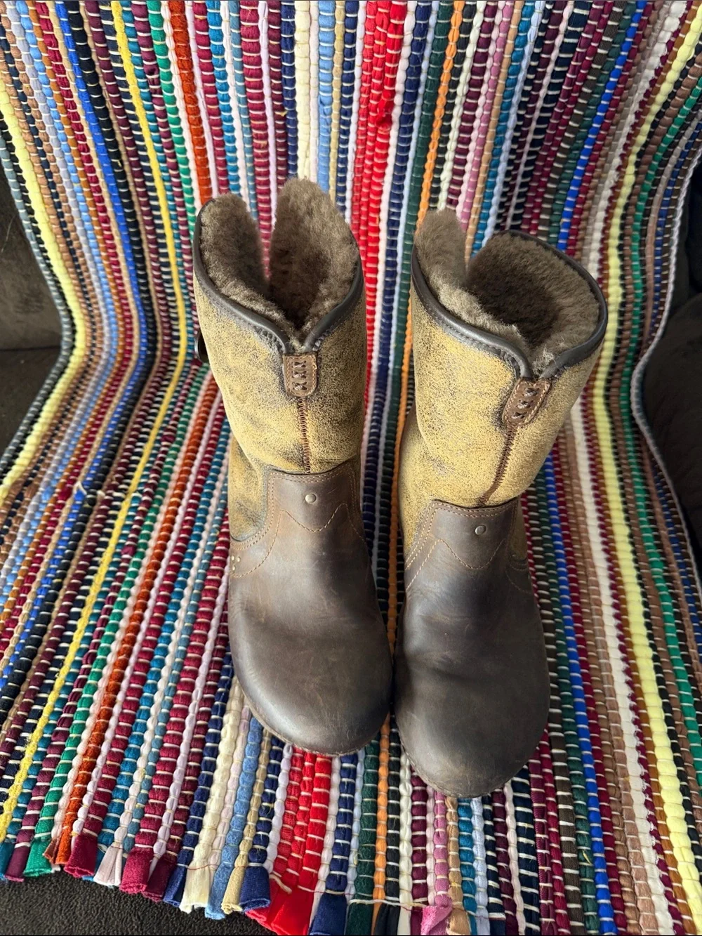 Dansko Brown and Tan Shearling-Lined Ankle Boots